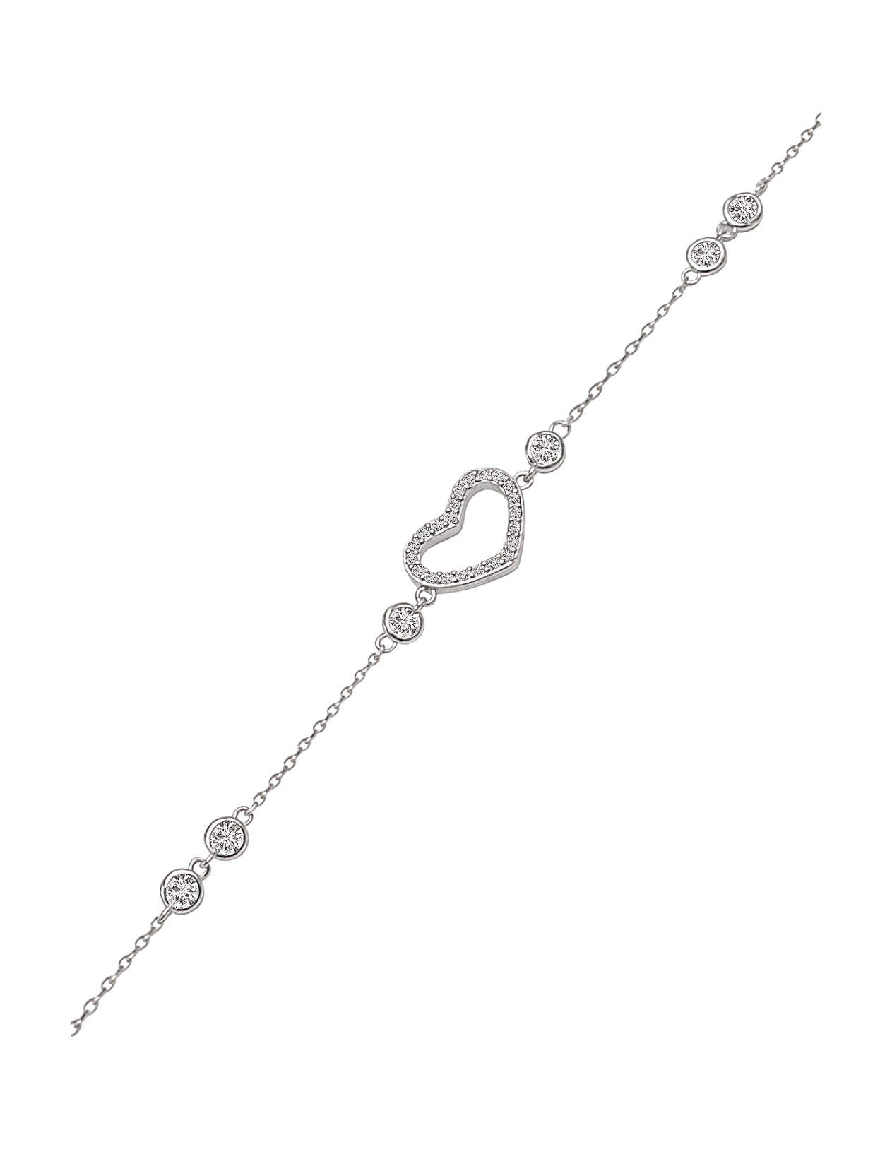 BRACELET EN ARGENT COEUR ET PIERRES