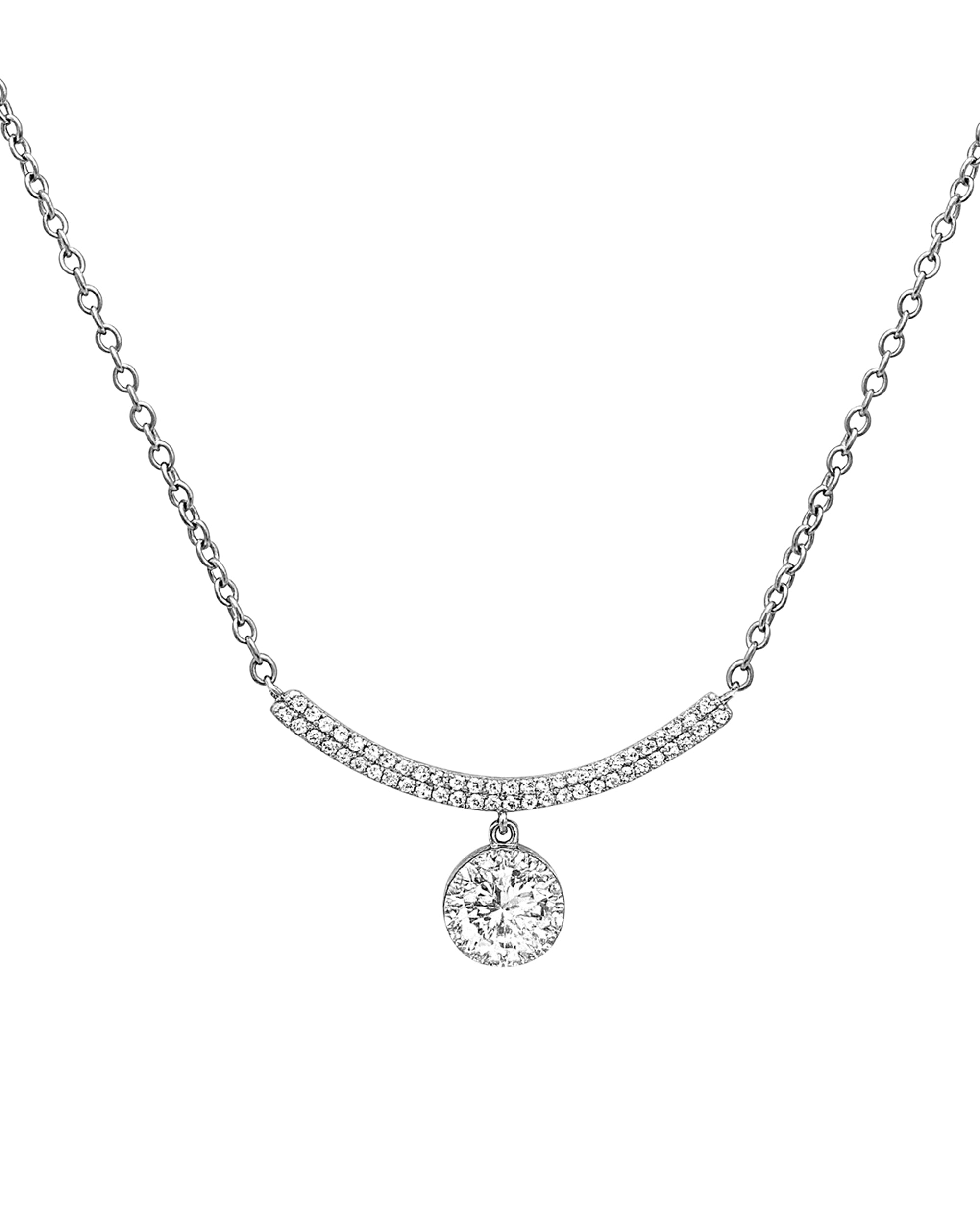 COLLIER EN ARGENT DEMI-LUNE ET SOLITAIRE