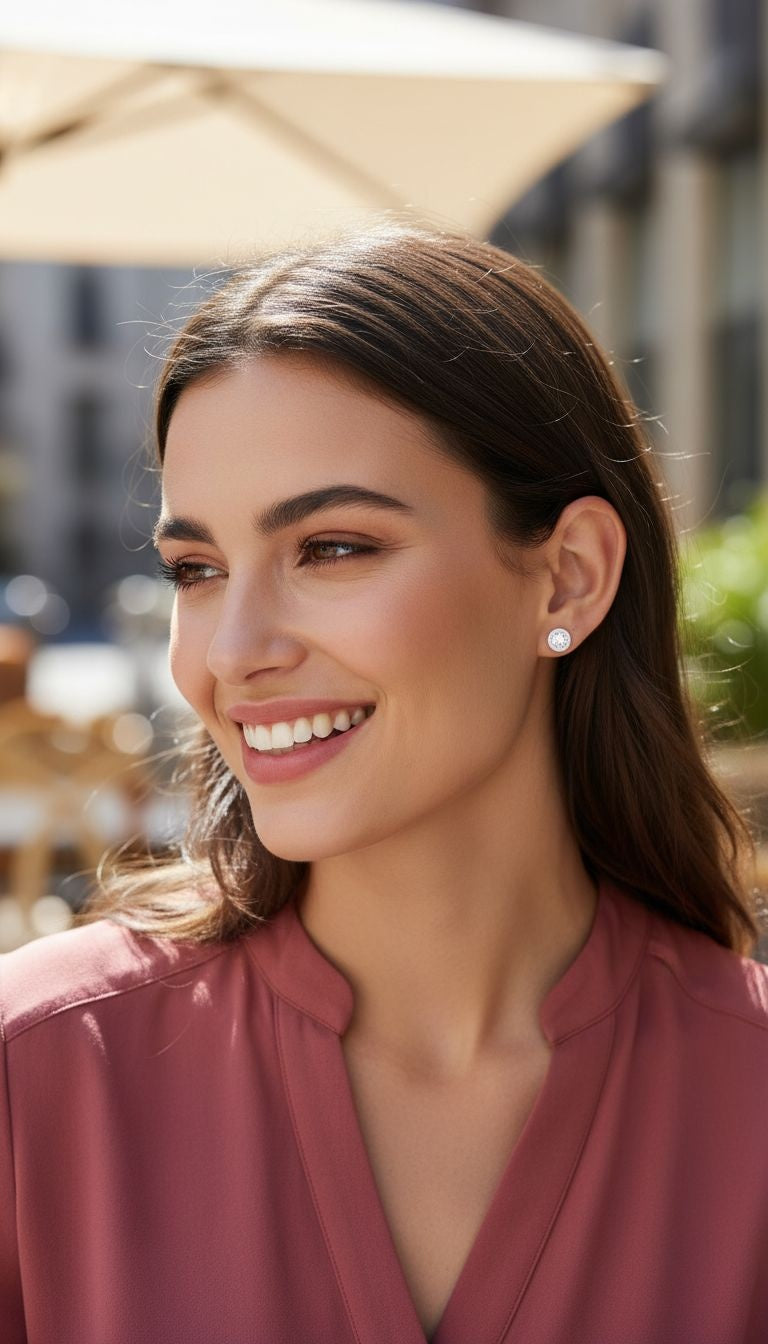 BOUCLES D'OREILLES EN ARGENT SOLITAIRE CLOS