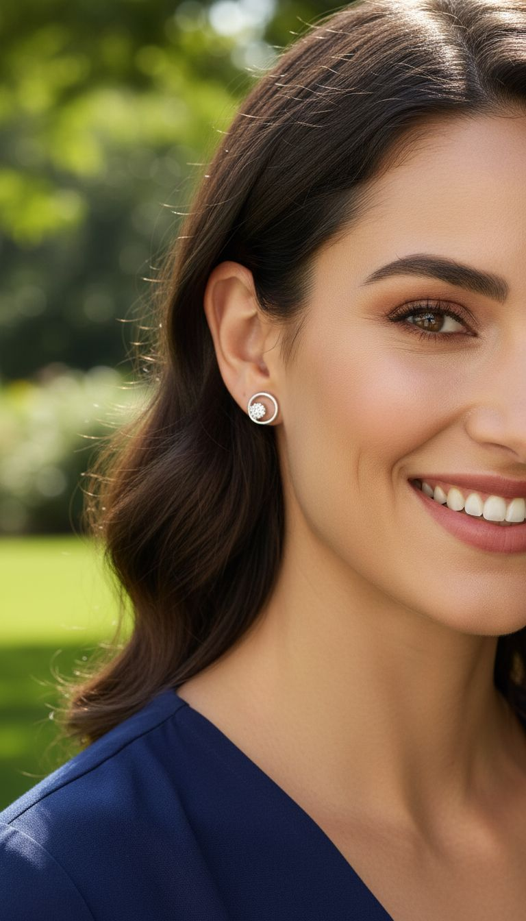 BOUCLES D'OREILLES EN ARGENT CERCLE ET PIERRES
