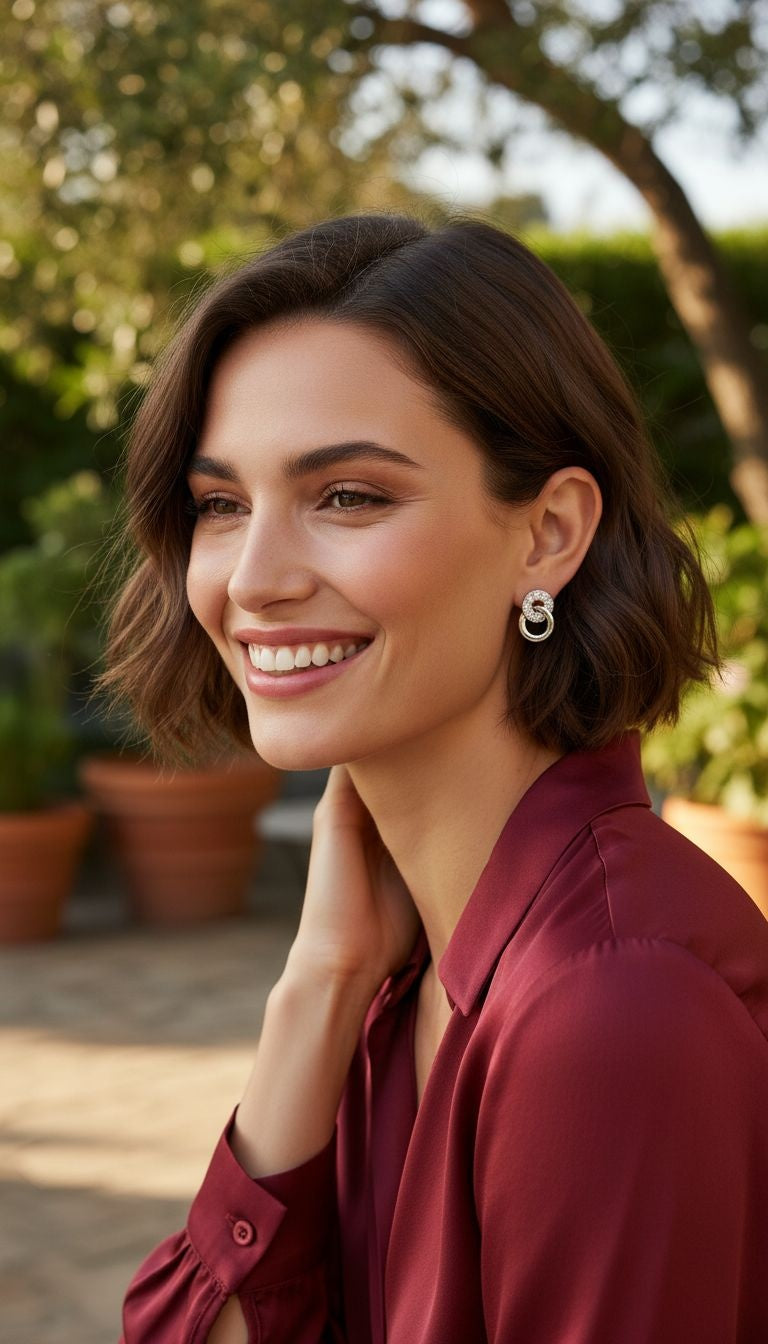 Zilveren oorbellen, 2 cirkels met stenen