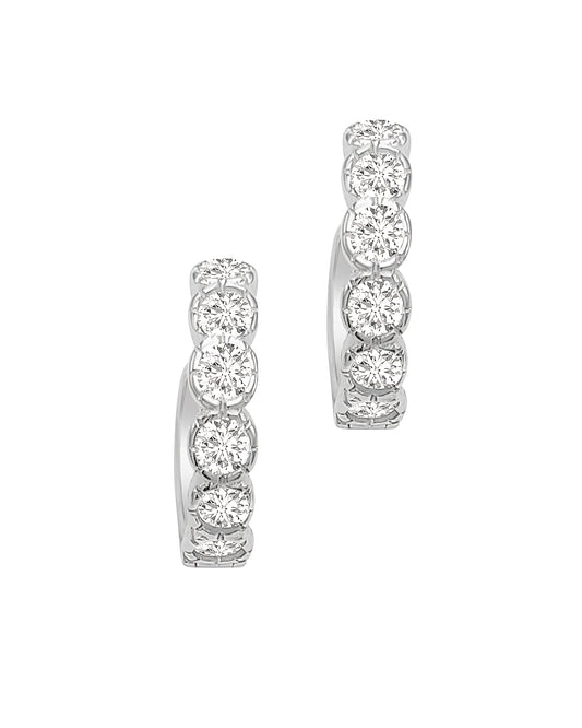 Créoles en argent serties de pierres 1,4 cm