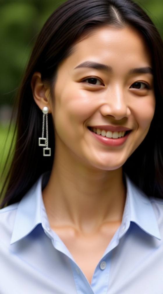 Zilveren mesh oorbellen en twee vierkante hangertjes