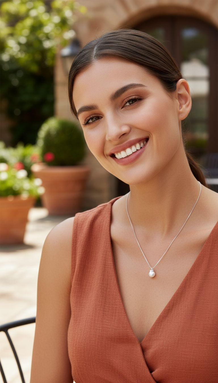 ZILVEREN KETTING MET WITTE PAREL