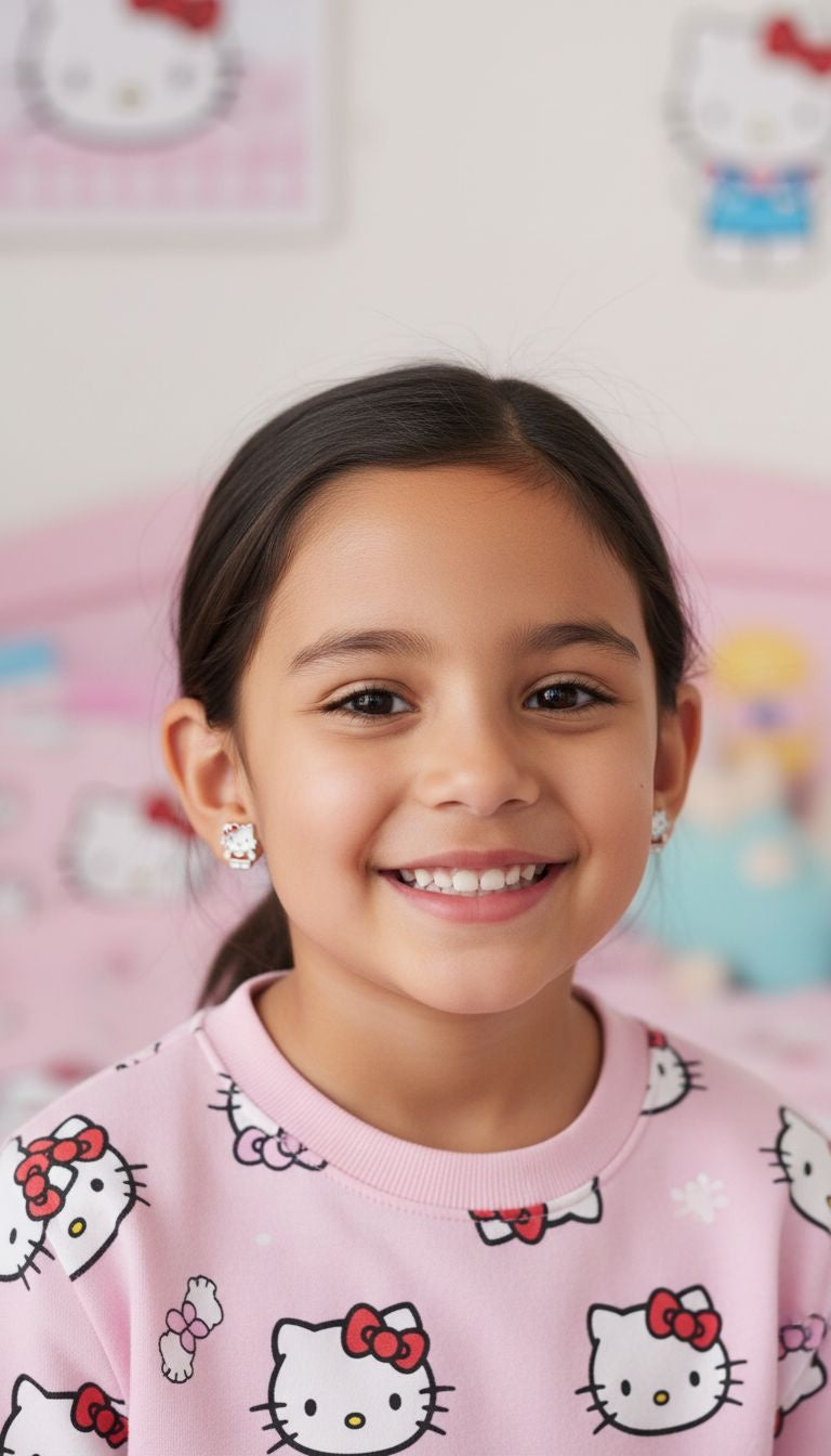 HELLO KITTY ZILVEREN KINDEROORBELLEN