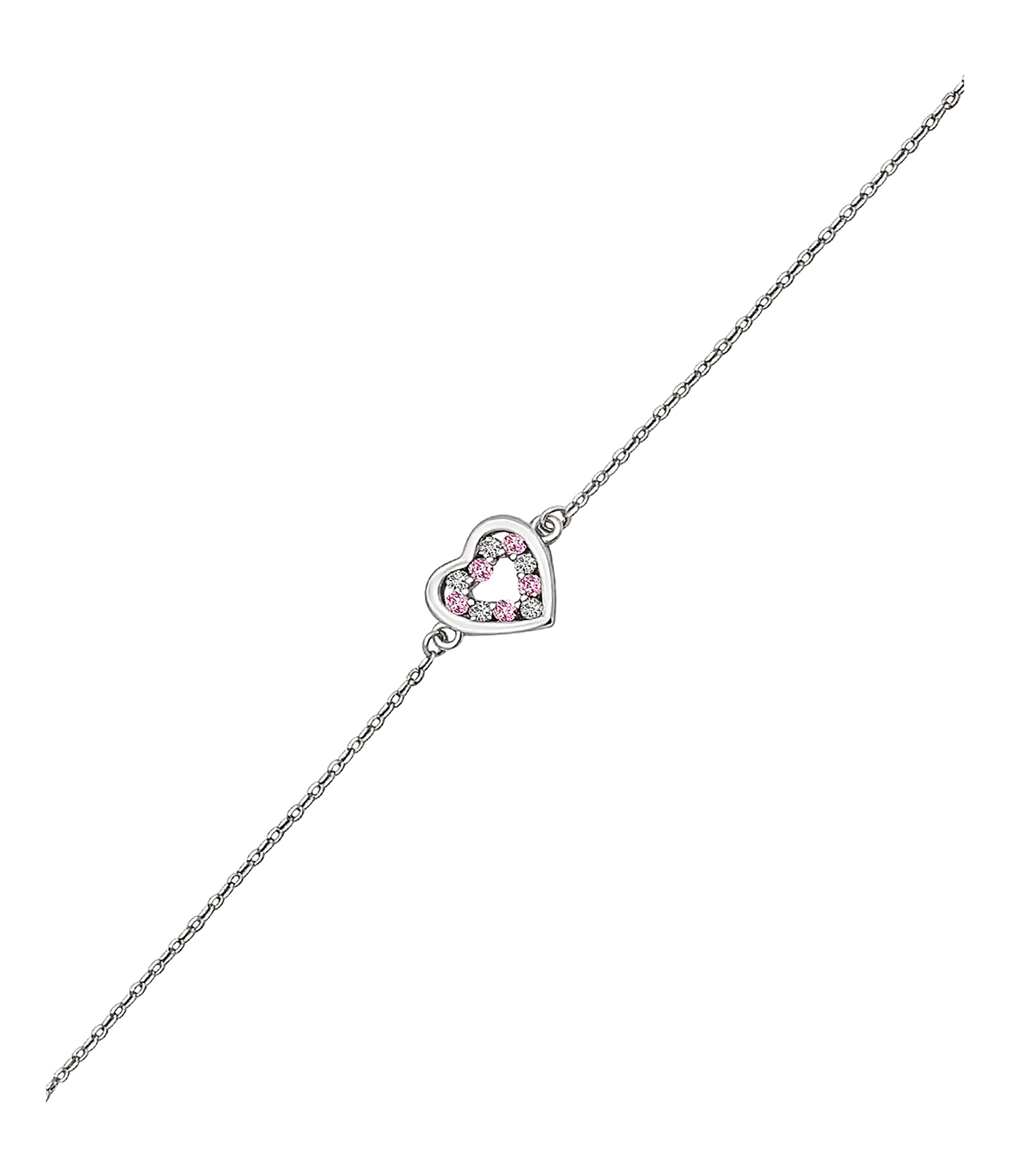 CHILDREN'S SILVER HEART BRACELET WITH STONES