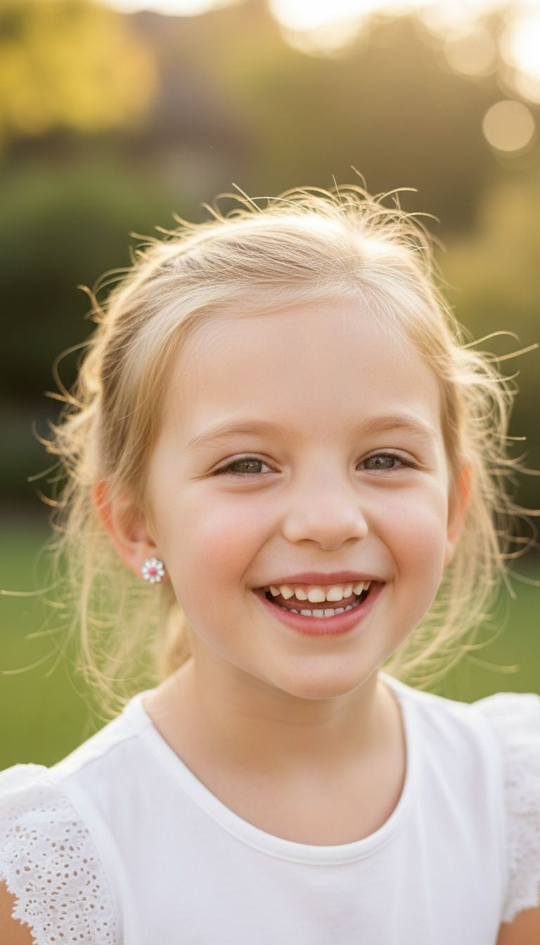 Zilveren oorbellen met bloemmotief voor kinderen