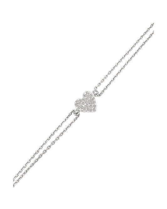 Bracelet en argent coeur avec strass