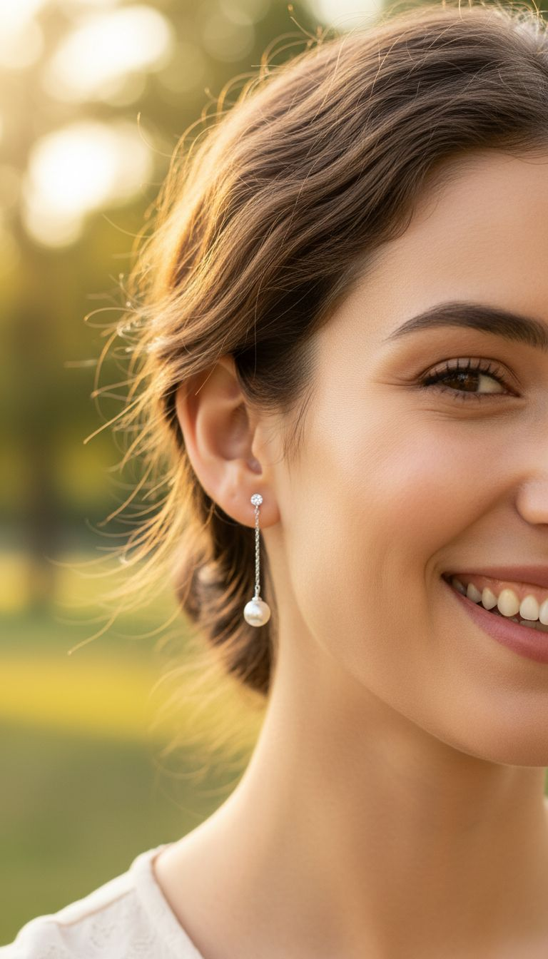 SILVER PEARL DANGING EARRINGS