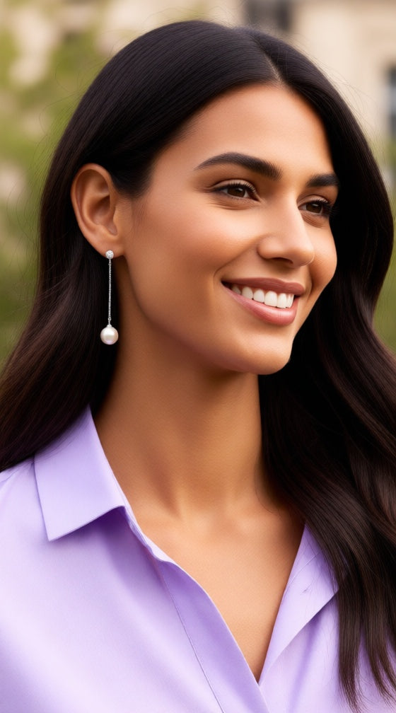 Zilveren parel oorbellen