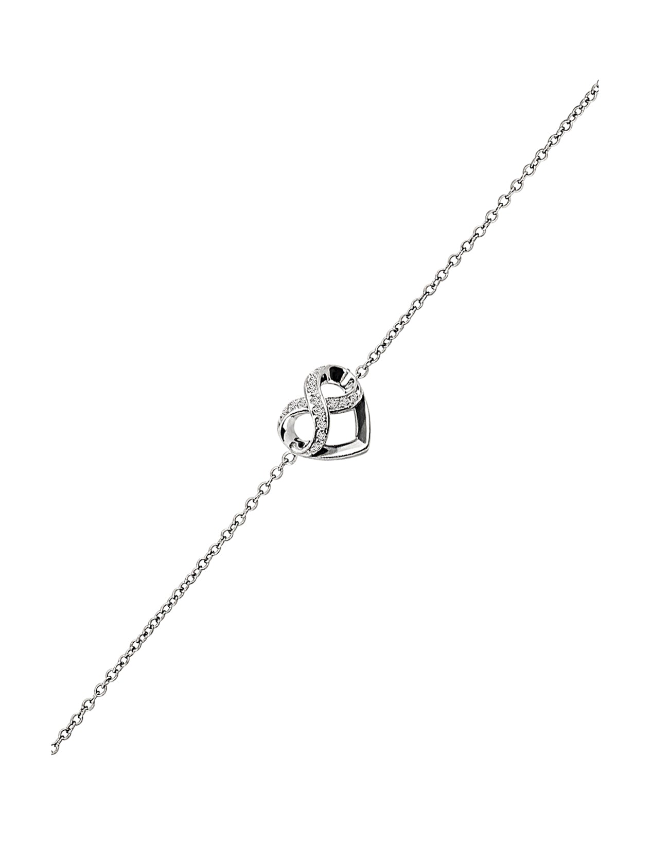 BRACELET EN ARGENT MOTIF COEUR ET INFINI AVEC PIERRES