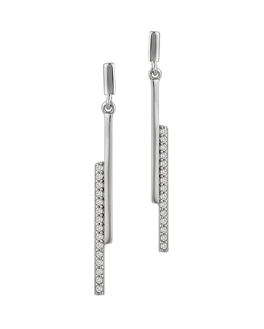 Silver earrings with 2 bar and stones