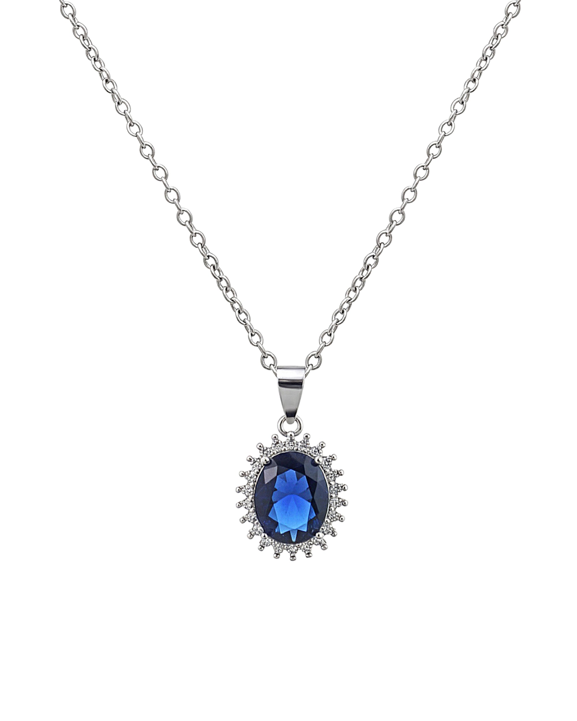 COLLIER EN ARGENT PENDENTIF BLEU AVEC PIERRES
