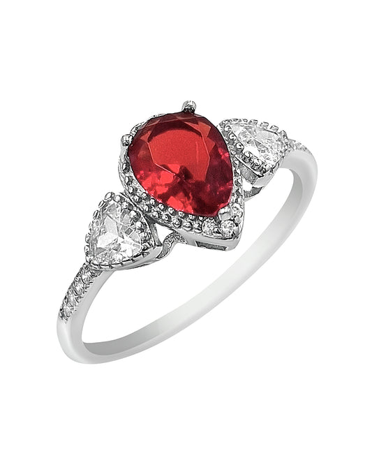 Bague en argent solitaire rubis et pierres