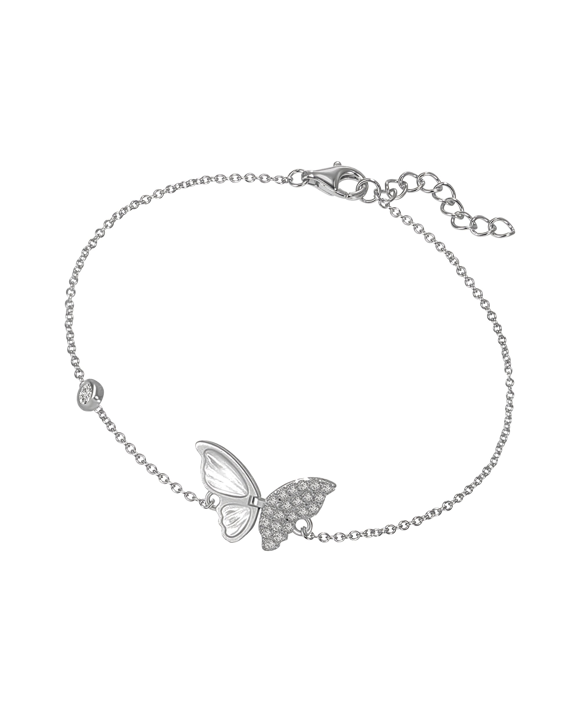 BRACELET EN ARGENT MOTIF PAPILLON AVEC PIERRES ET NACRE