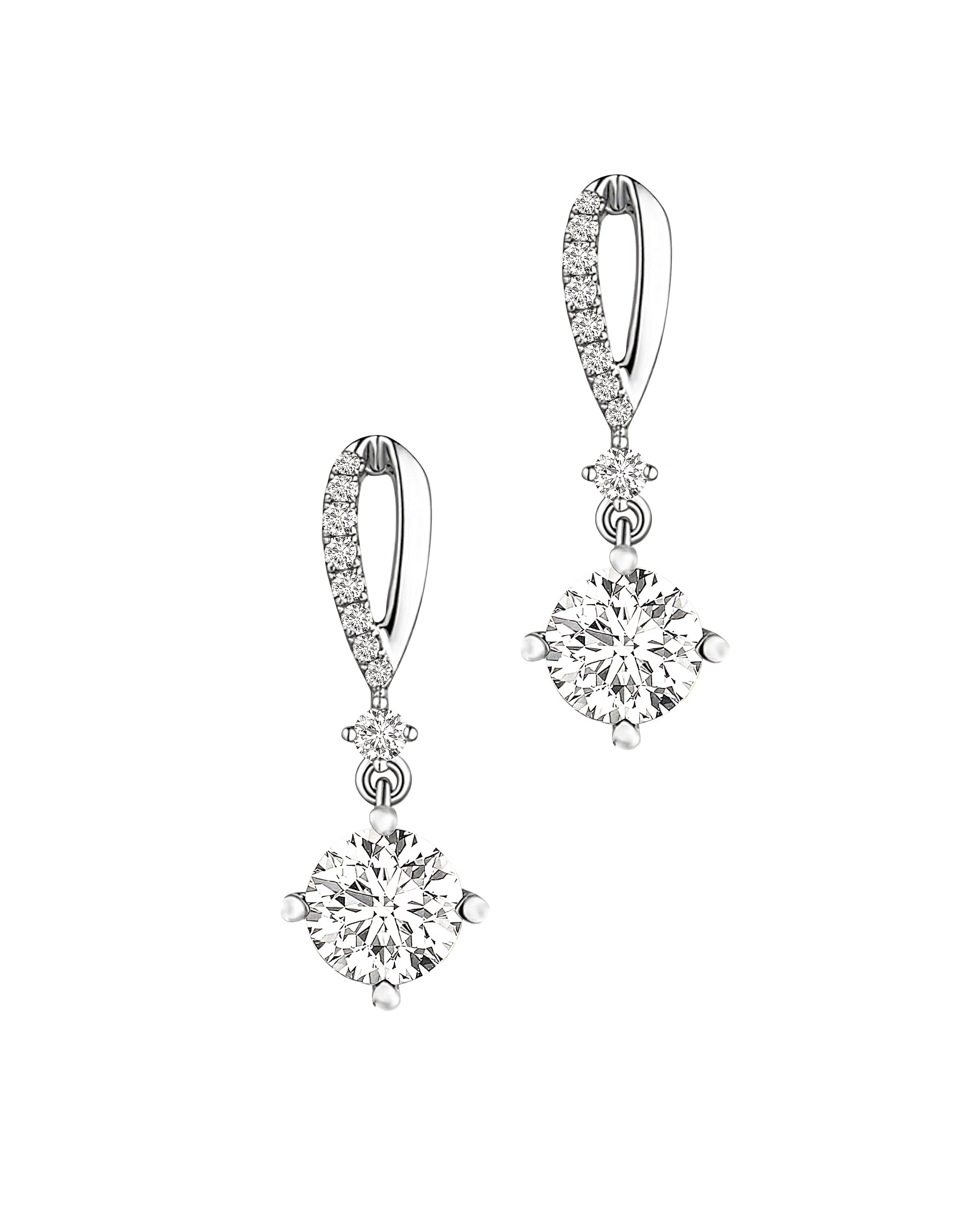BOUCLES D'OREILLES EN ARGENT GOUTTE AVEC PIERRES ET SOLITAIRE