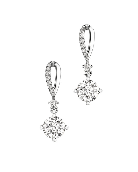 Boucles d'oreilles en argent goutte avec pierres et solitaire