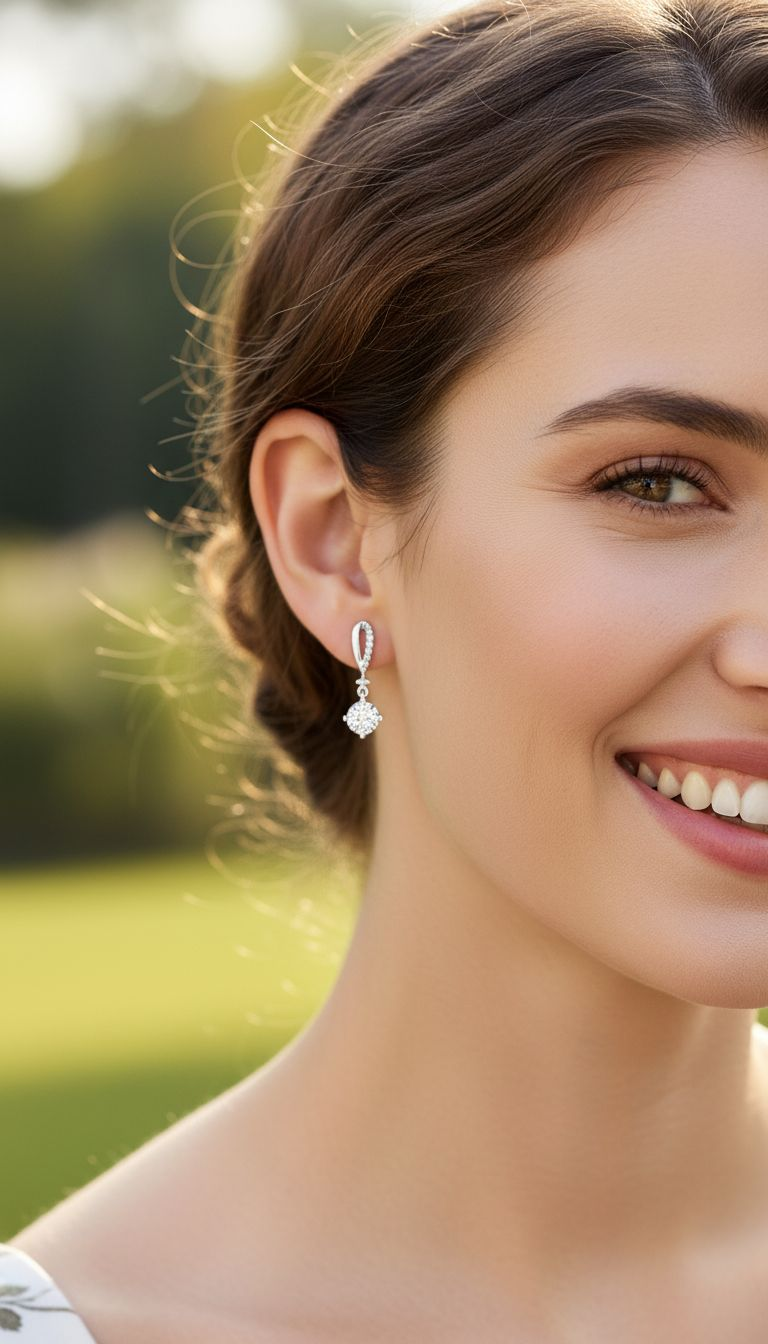 BOUCLES D'OREILLES EN ARGENT GOUTTE AVEC PIERRES ET SOLITAIRE