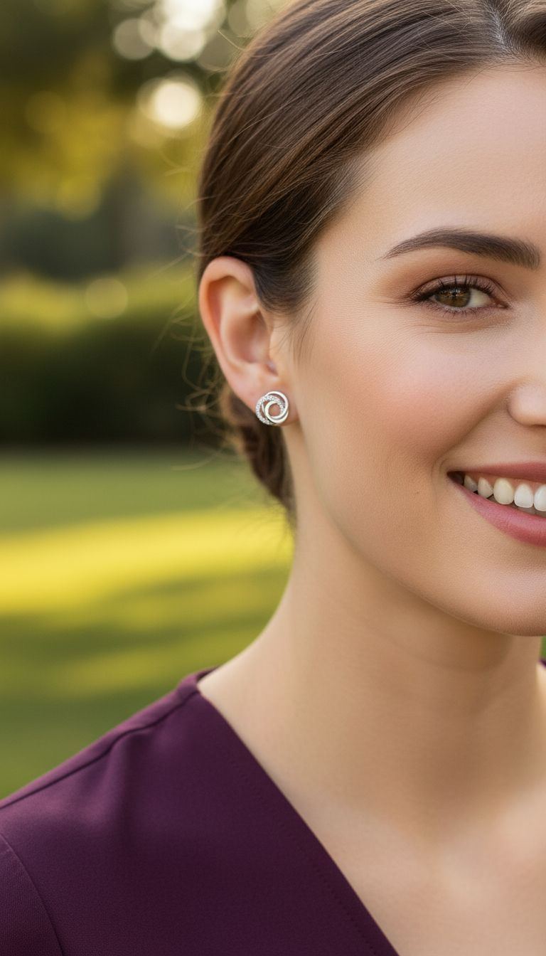 BOUCLES D'OREILLES EN ARGENT 3 CERCLES ET PIERRES