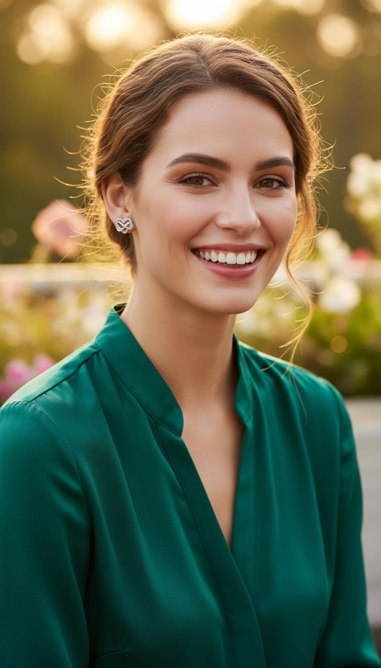 Zilveren hart oorbellen met stenen en oneindigheid