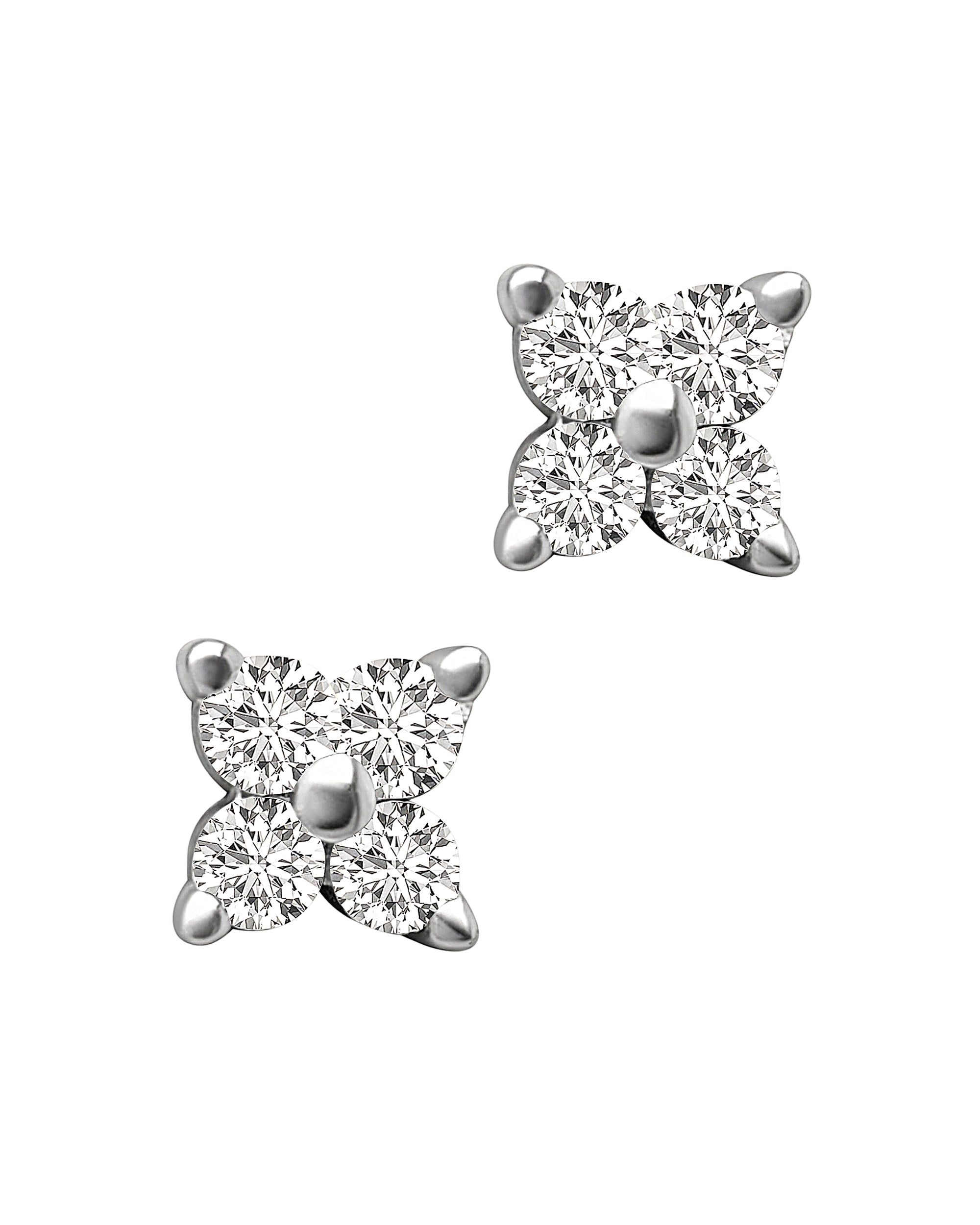 SILVER FLOWER EARRINGS WITH STONES