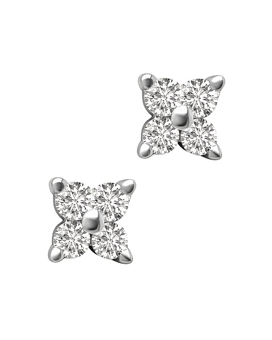 Boucles d'oreilles en argent fleur avec pierres