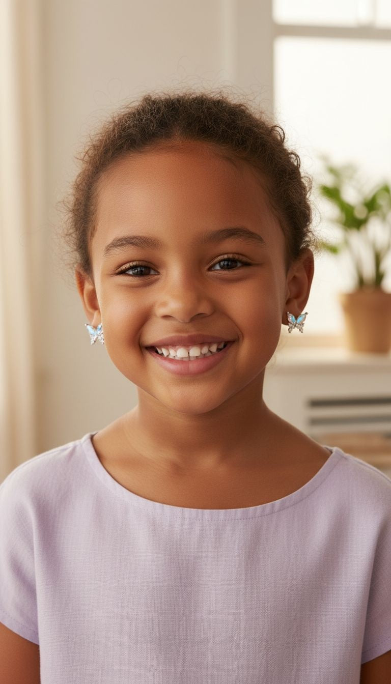 BOUCLES D'OREILLES EN ARGENT PAPILLONS AVEC PIERRES MULTICOLORES