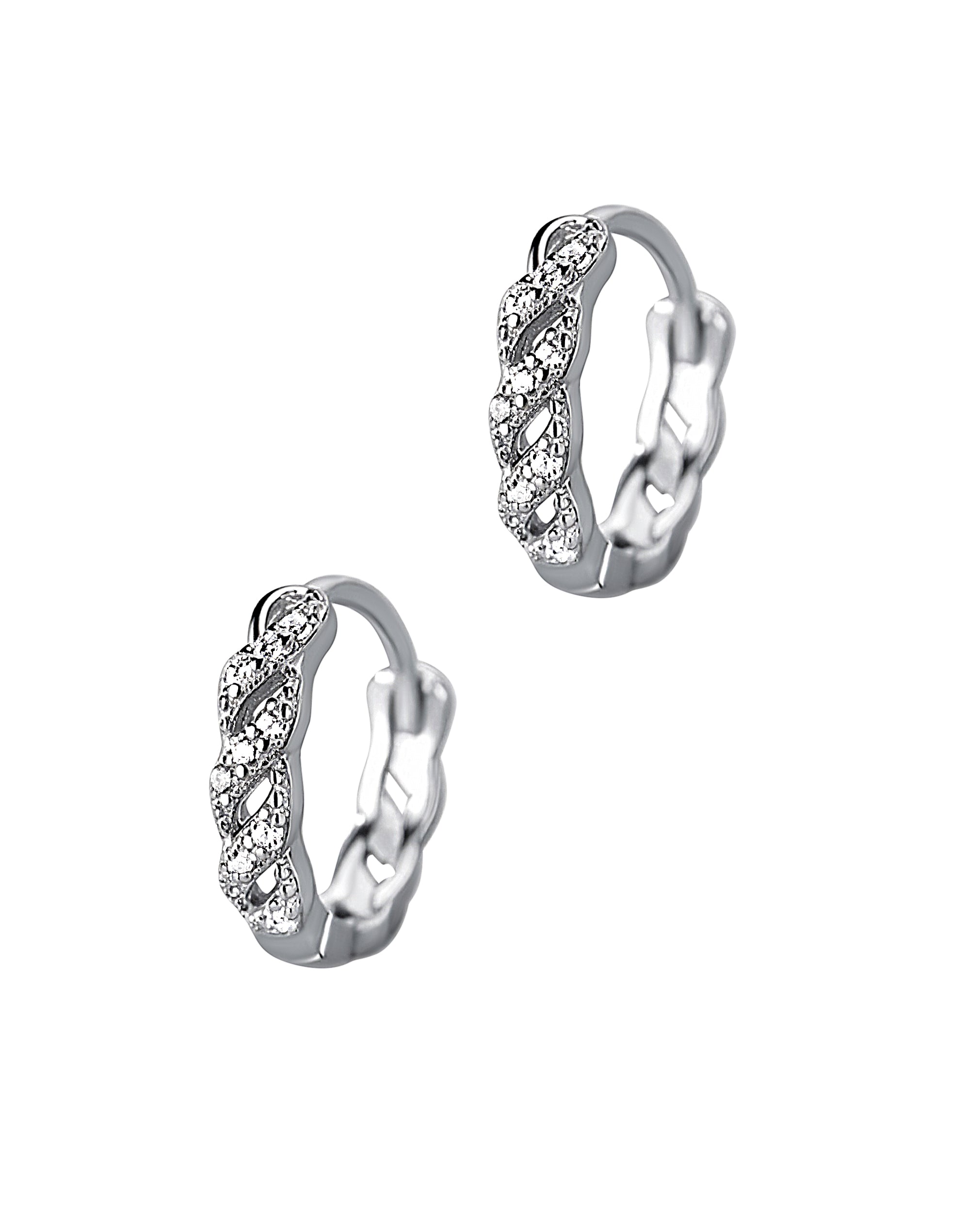 SILVER CREOLES WITH STONES