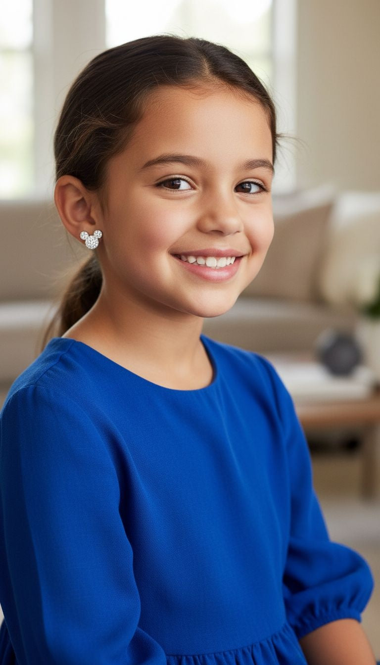 BOUCLES D'OREILLES EN ARGENT MICKEY MOUSE AVEC PIERRES