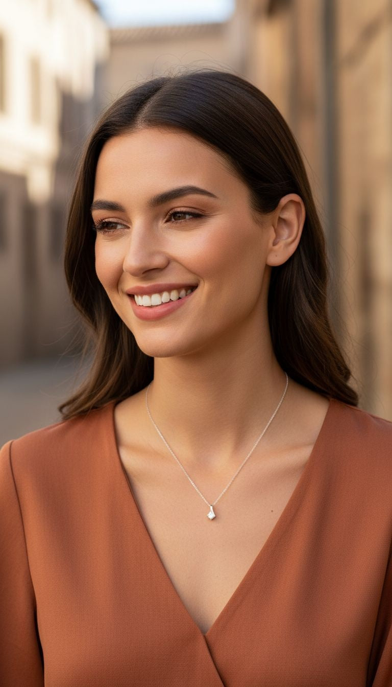 COLLIER EN ARGENT BOUCLE AVEC SOLITAIRE