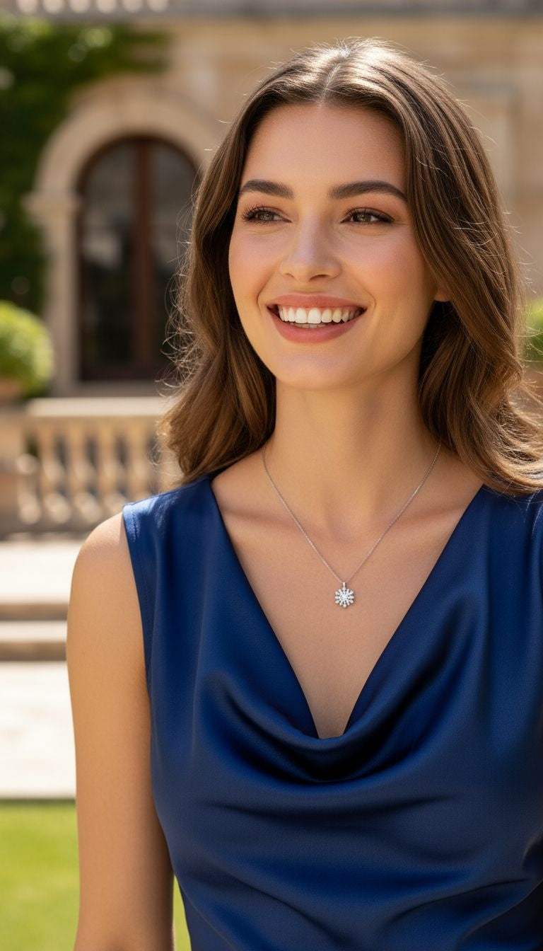 ZILVEREN KETTING SNEEUWVLOK HANGER MET STENEN