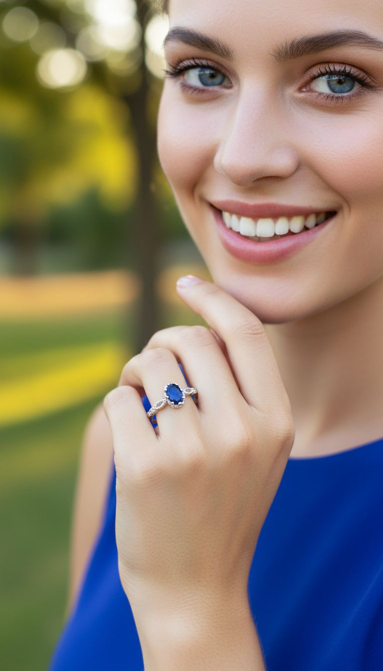 BLAUWE SOLITAIRE ZILVEREN RING