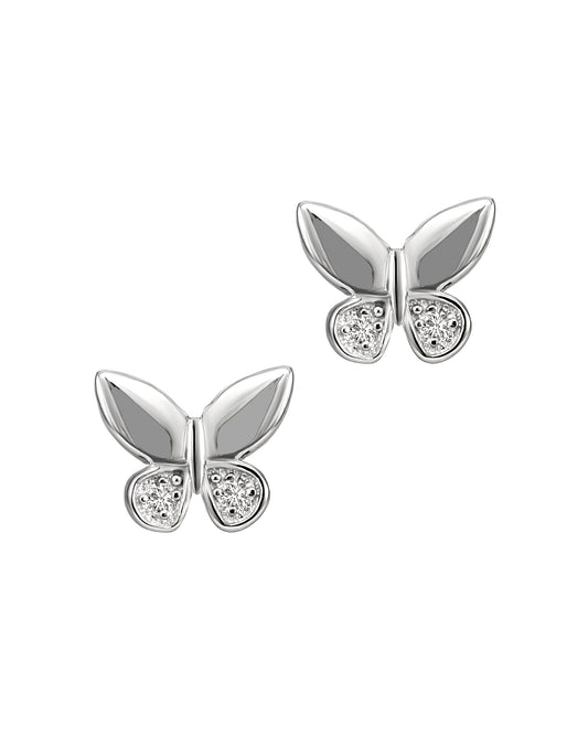 Boucles d'oreilles en argent papillons avec pierres
