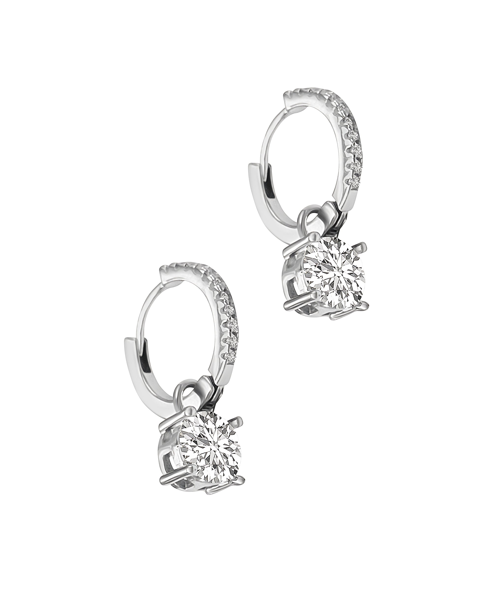 CREOLES EN ARGENT SERTIES DE PIERRES ET SOLITAIRE PENDANT