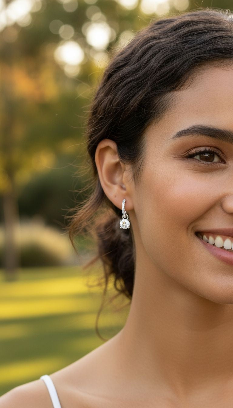 ZILVEREN CREOOLS MET STENEN EN EEN SOLITAIRE HANGER