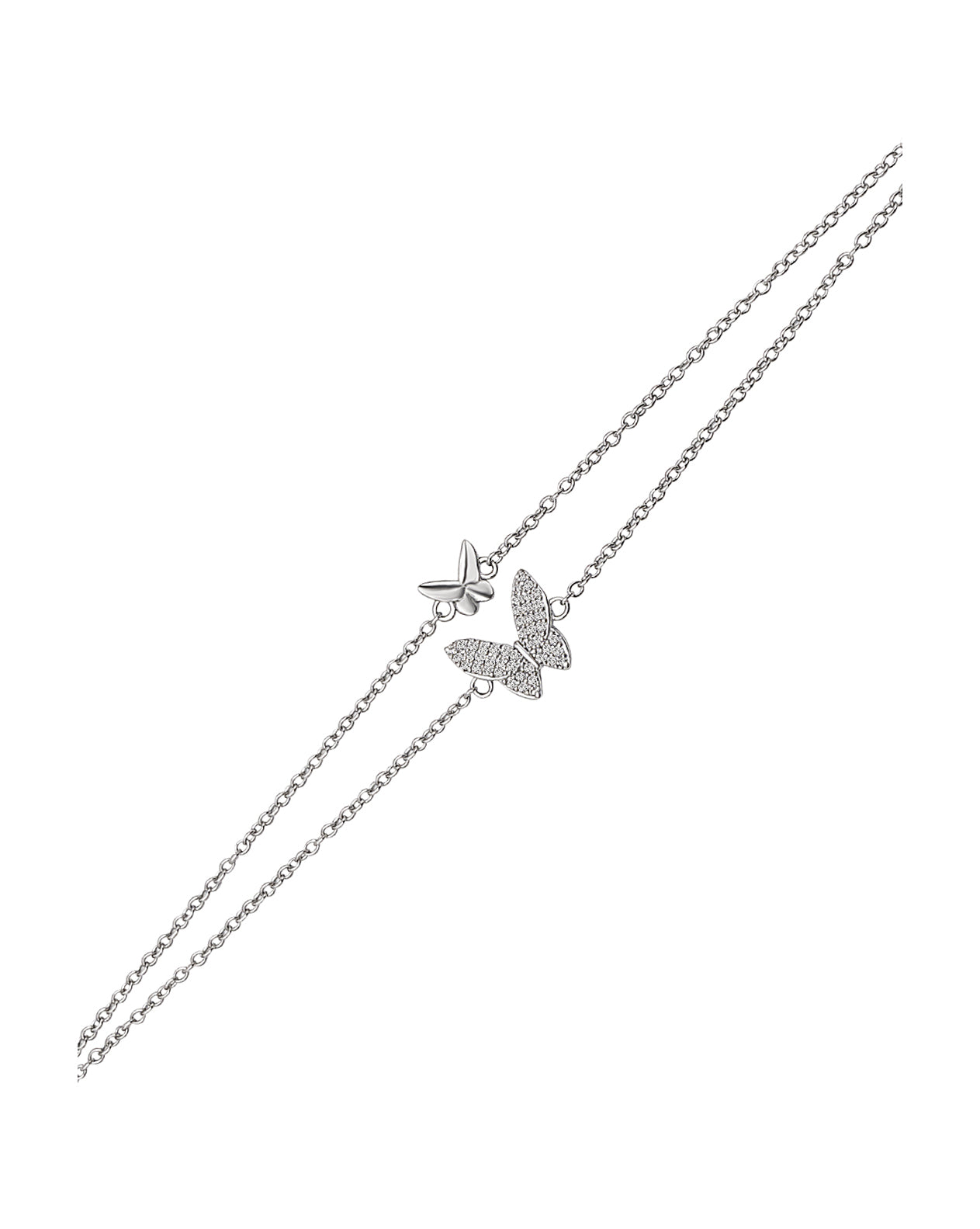 BRACELET EN ARGENT 2 PAPILLONS AVEC PIERRES