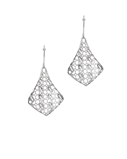 Diamond-shaped silver earrings