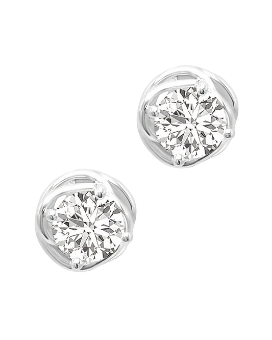 Boucles d'oreilles en argent solitaire et fil torsadé