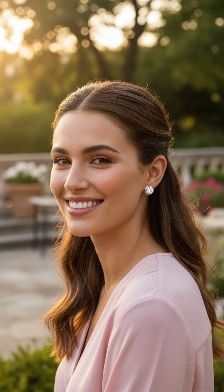 Zilveren solitaire en gedraaide draad oorbellen