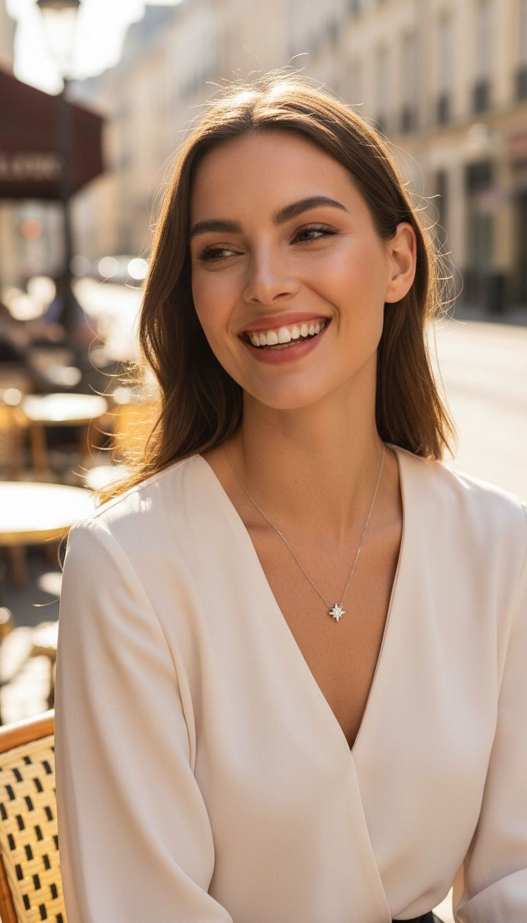 ZILVEREN KETTING MET BLOEMOTIEVEN EN STENEN