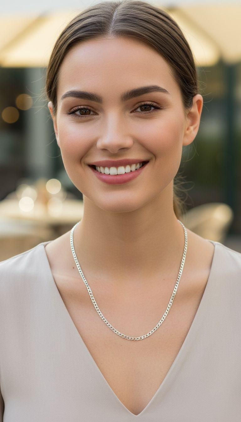 CHAINE EN ARGENT MAILLE GOURMETTE 2,2 MM 60 cm