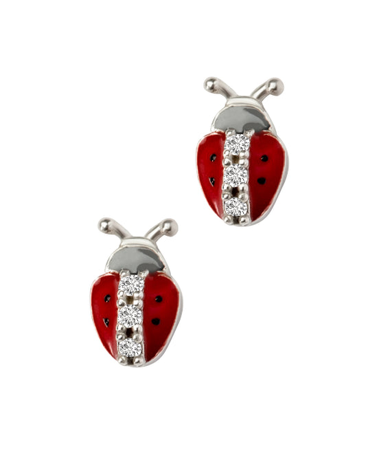 Boucles d'oreilles en argent coccinelles