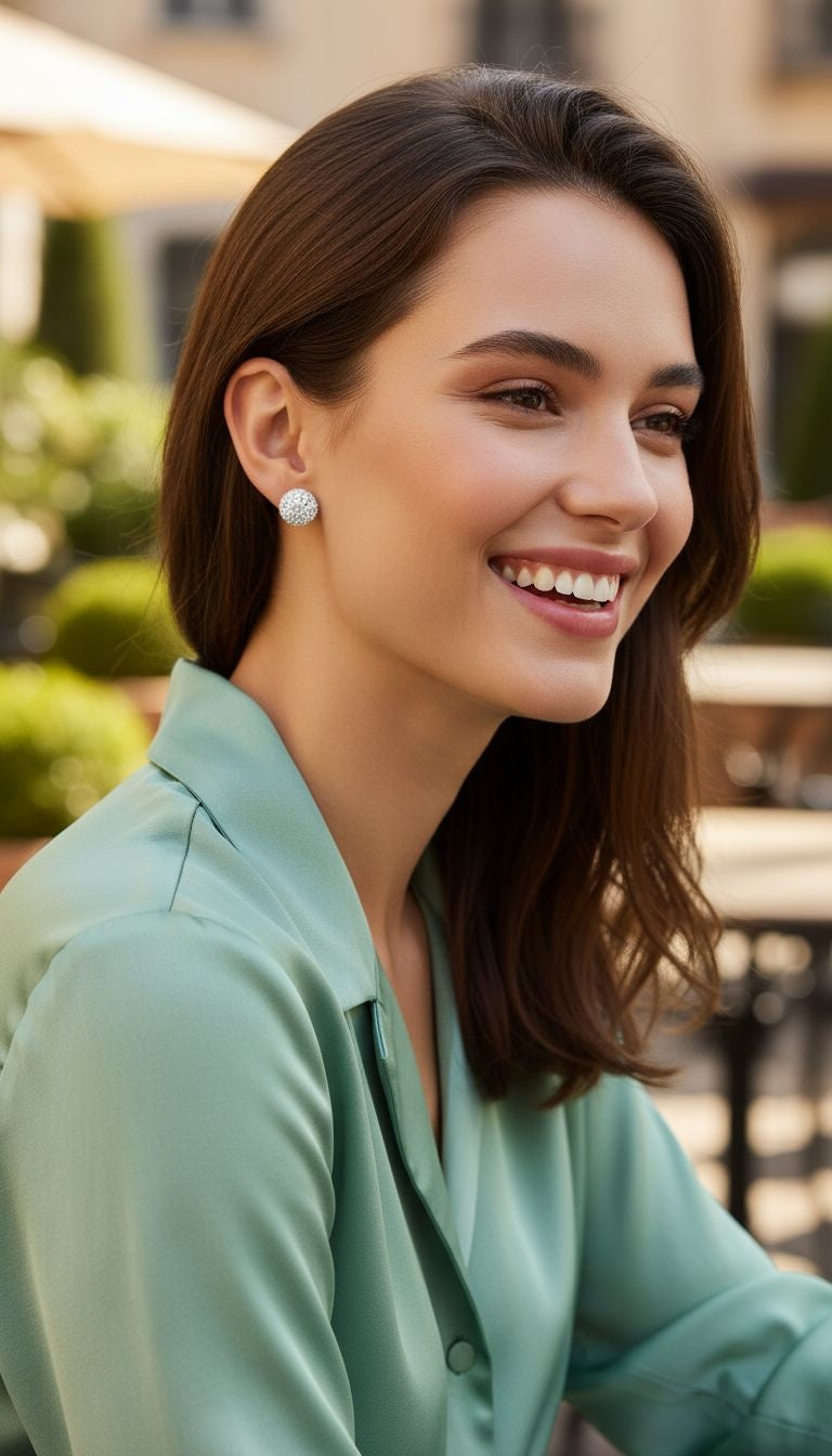 Zilveren oorbellen met strass steentjes