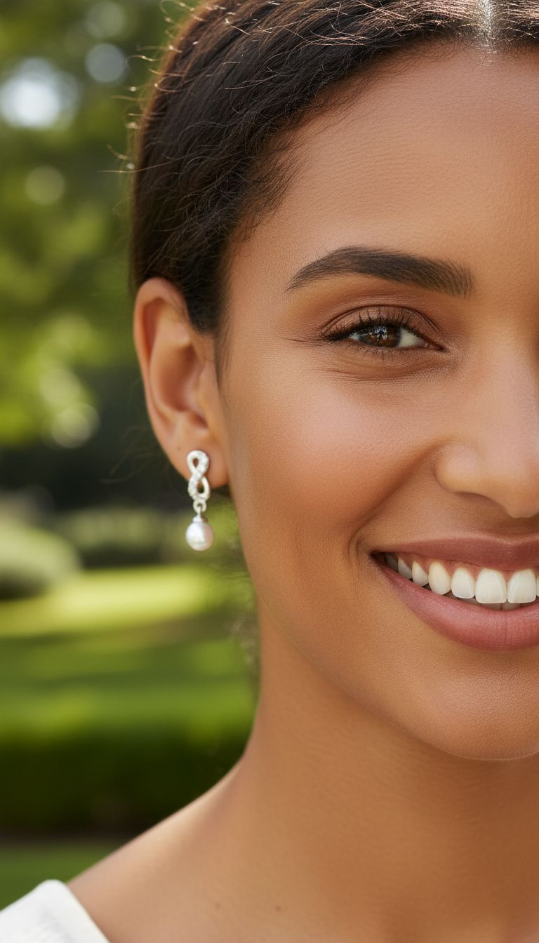 Infinity zilveren oorbellen met zirkonium en parel