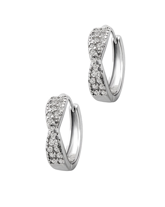 Créoles en argent double ligne avec zirconium