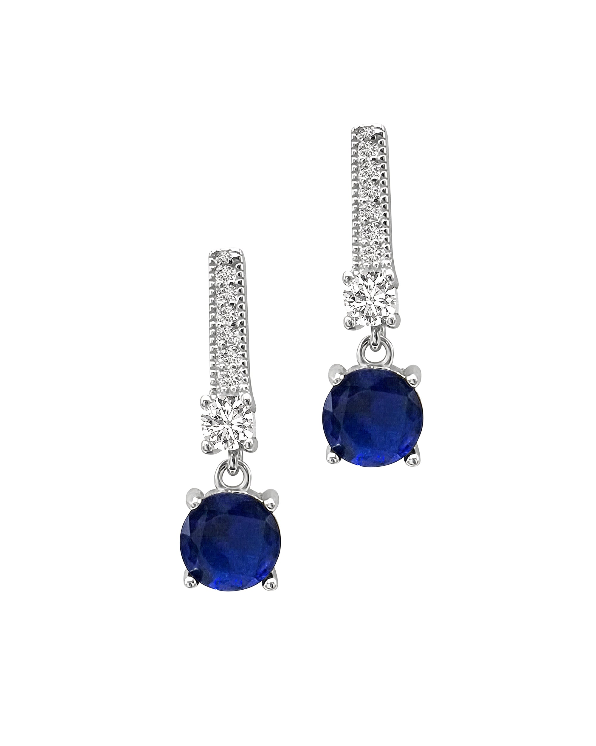 BOUCLES D'OREILLES EN ARGENT AVEC SOLITAIRE BLEU PENDANT