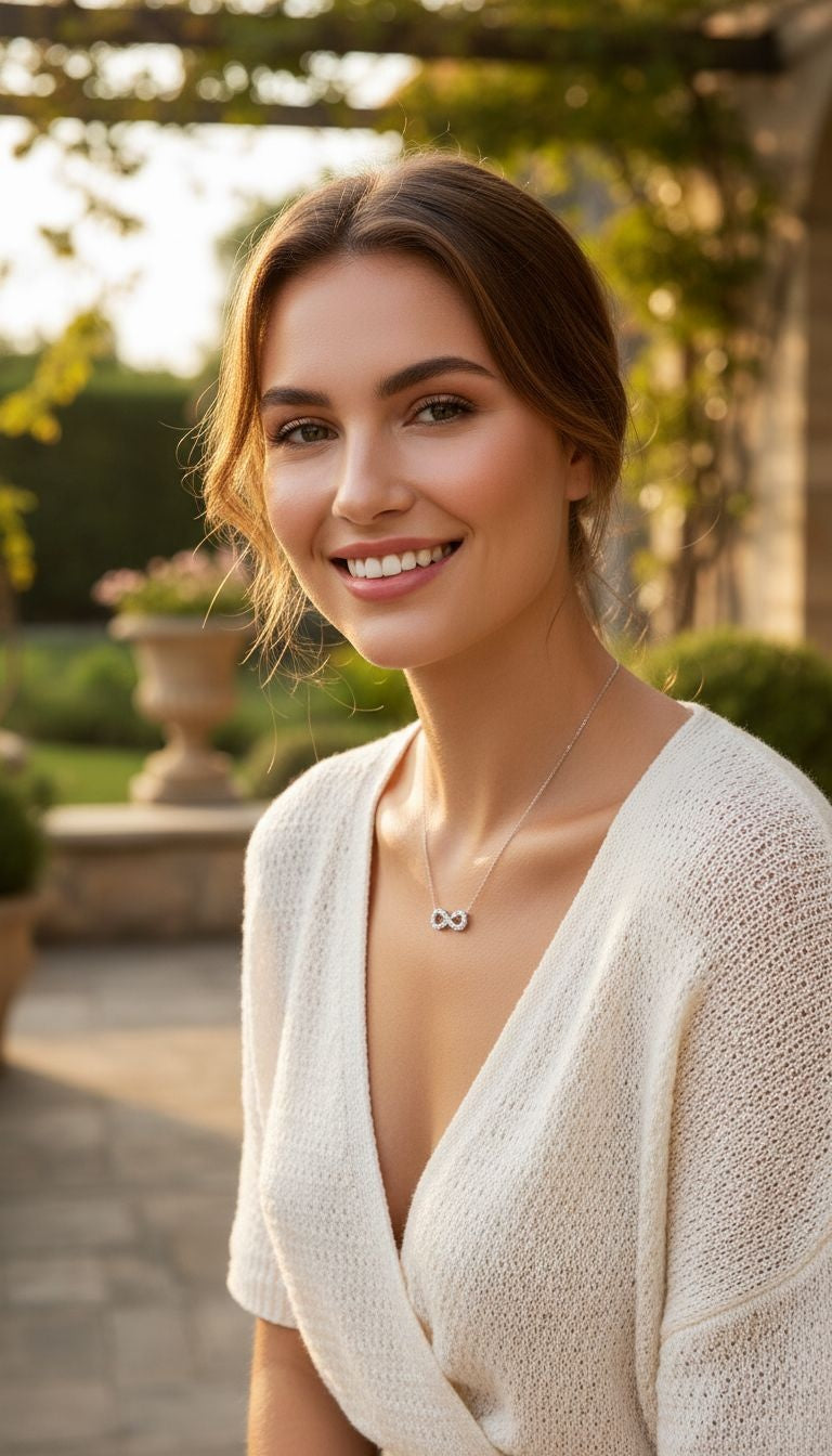 INFINITY ZILVEREN KETTING MET STENEN