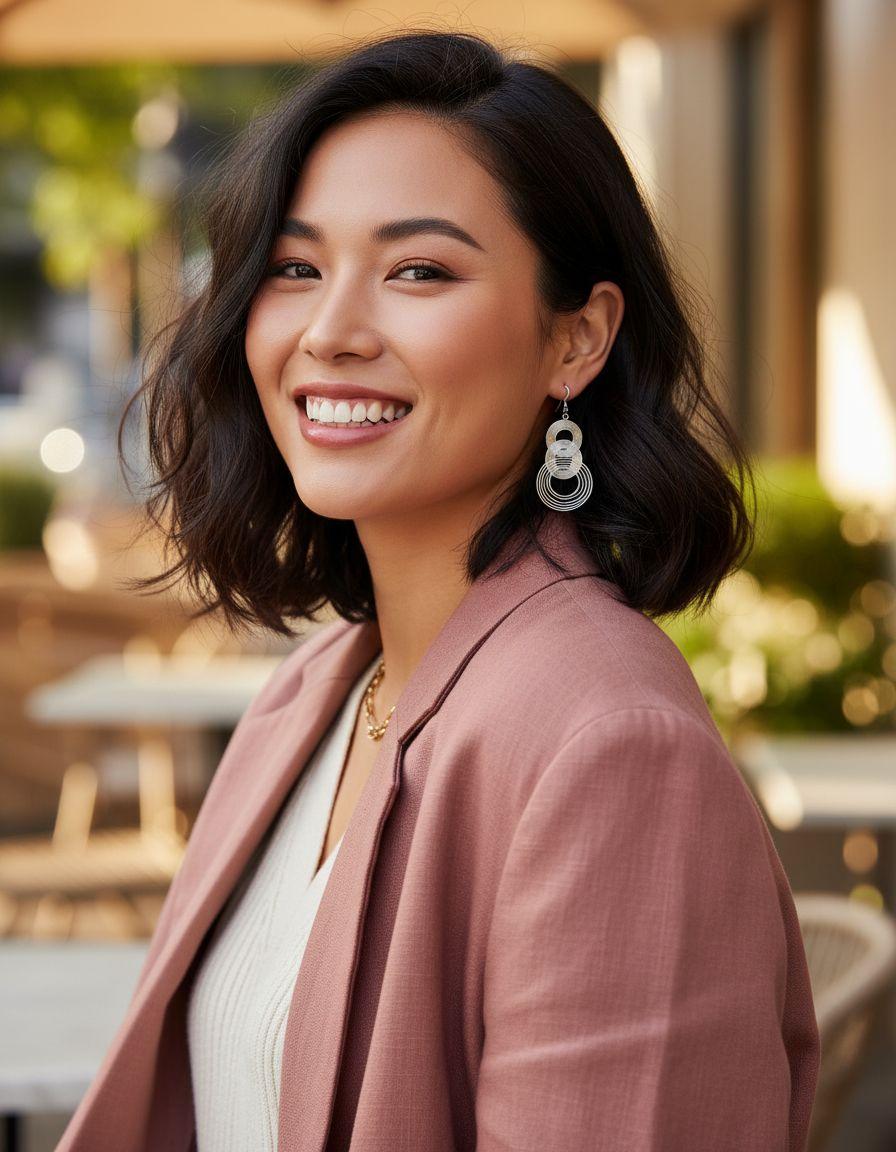 BOUCLES D'OREILLES EN ACIER AVEC MULTI CERCLES