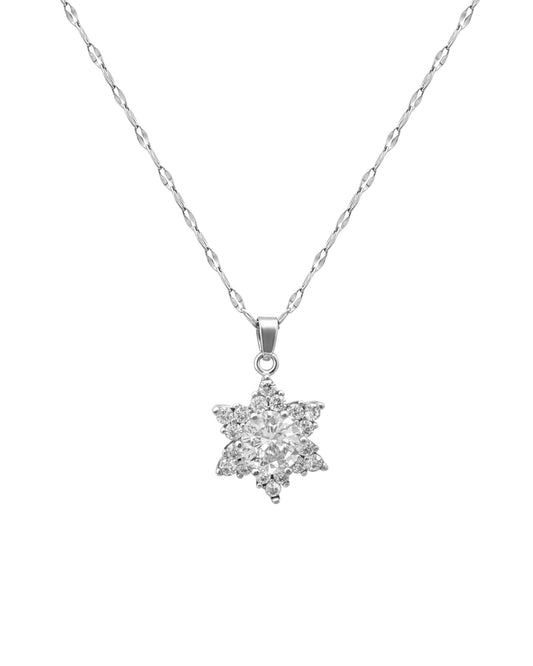 Steel necklace with star pendant and zirconium
