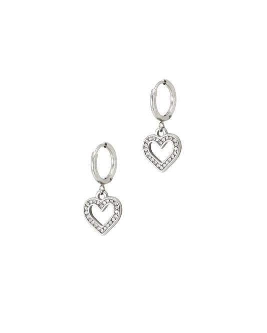 Créoles en acier coeur avec strass